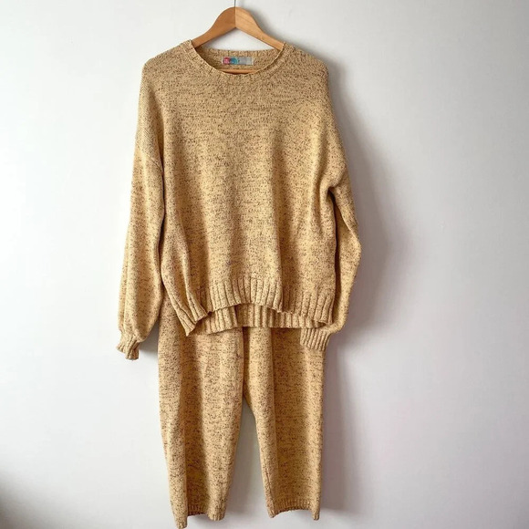 Free People Gio Knit Lounge Sweater  Set Heather Yellow Size Medium - Picture 5 of 11
